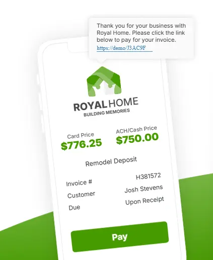 Text-To-Pay Invoice with Dual Pricing